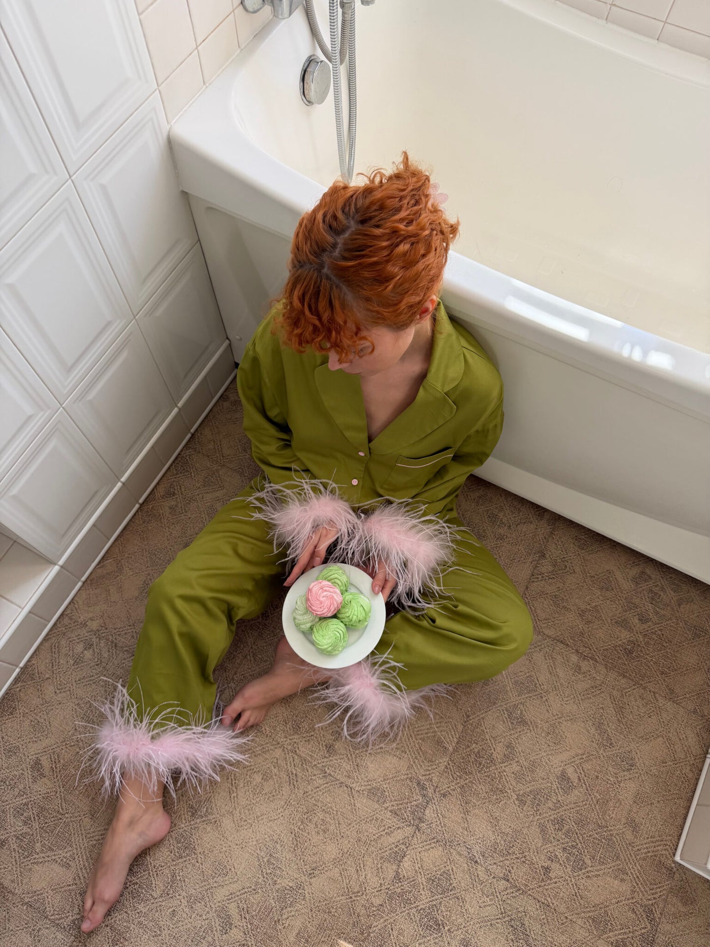 Milana Feather Lounge Set - Olive