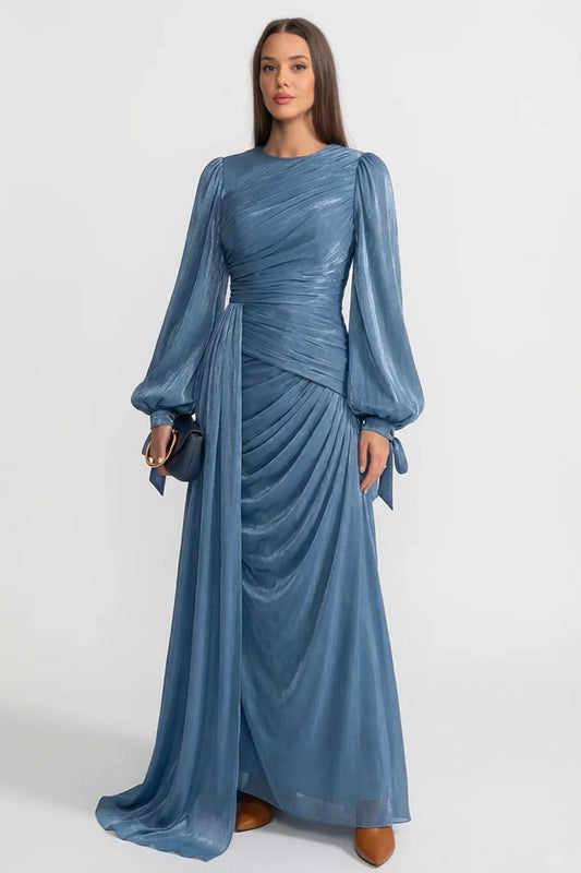 Seraphina Draped Maxi Dress Steel Blue