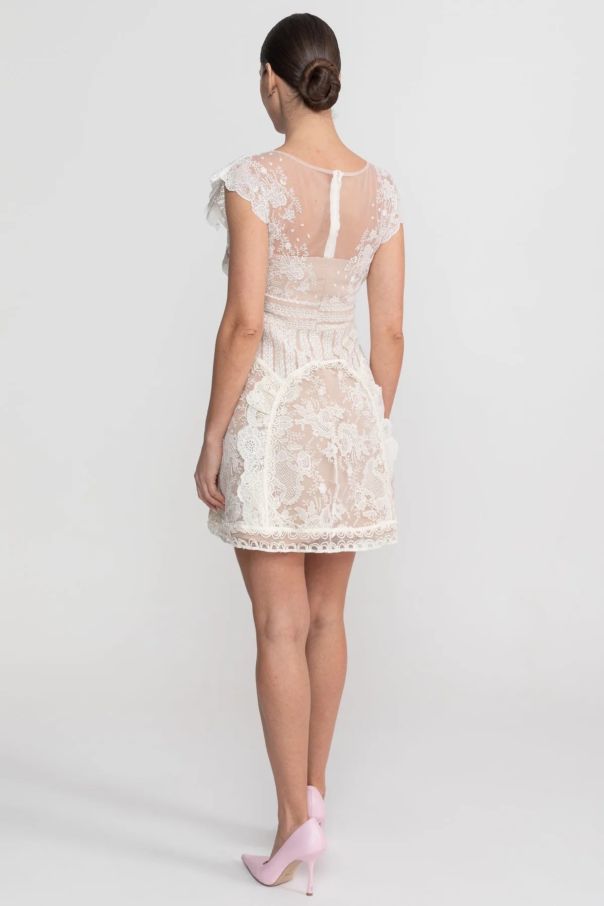 Elari Ivory Lace Mini Dress