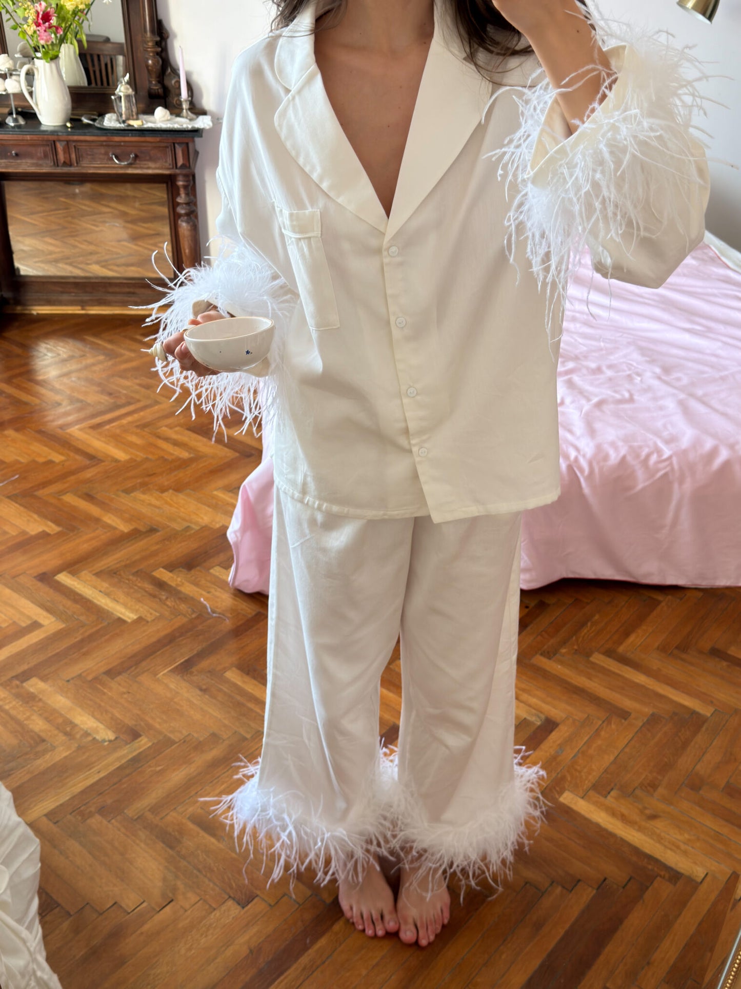 Milana Feather Lounge Set - Milk