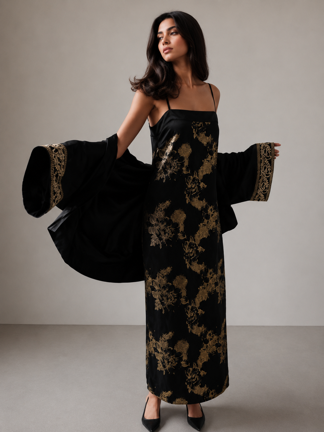 Black and Gold silk dress