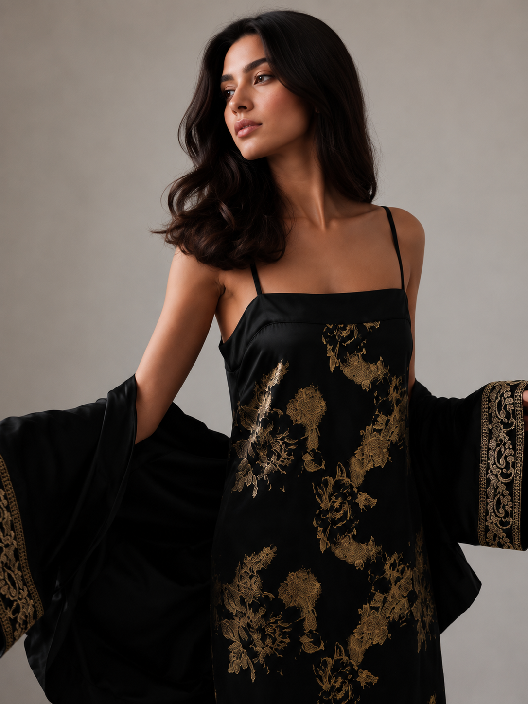 Black and Gold silk dress