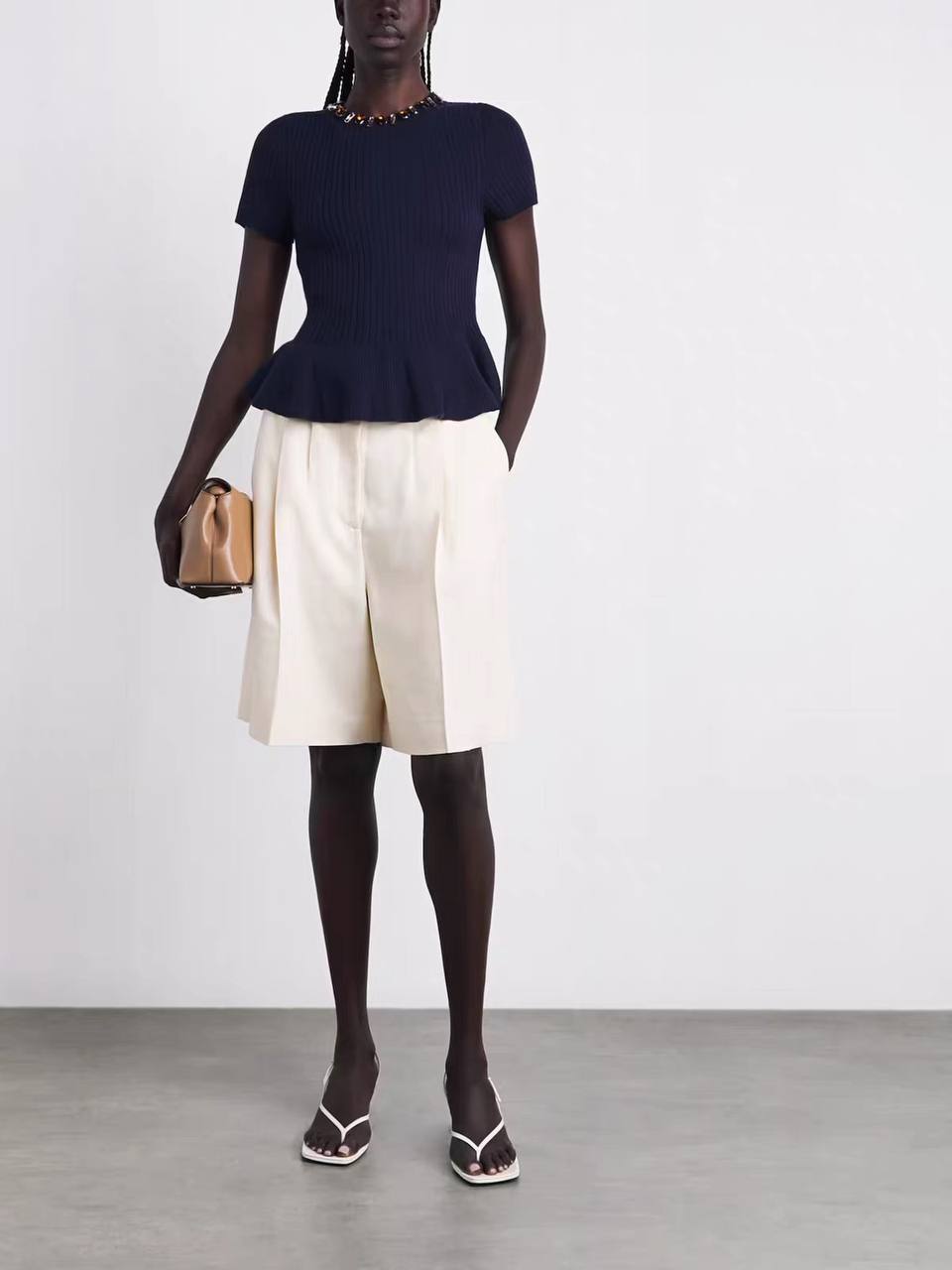 Elara Crystal Peplum Knit Top