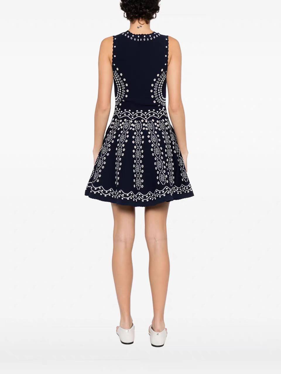 Embroidered Knit Mini Dress