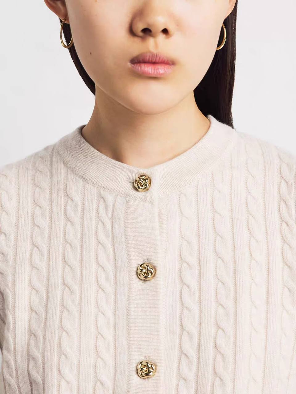 Cable Knit Short-Sleeve Cardigan