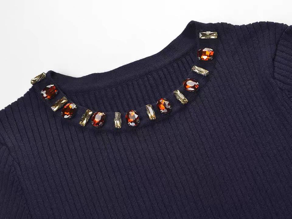 Elara Crystal Peplum Knit Top
