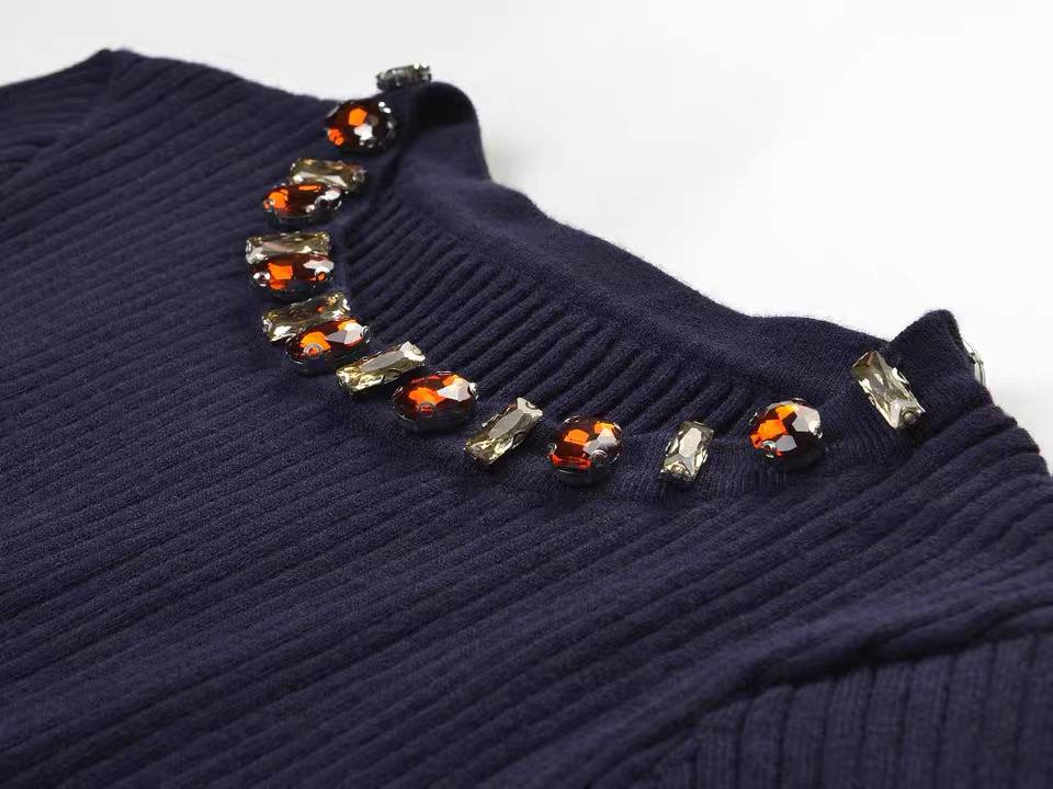 Elara Crystal Peplum Knit Top
