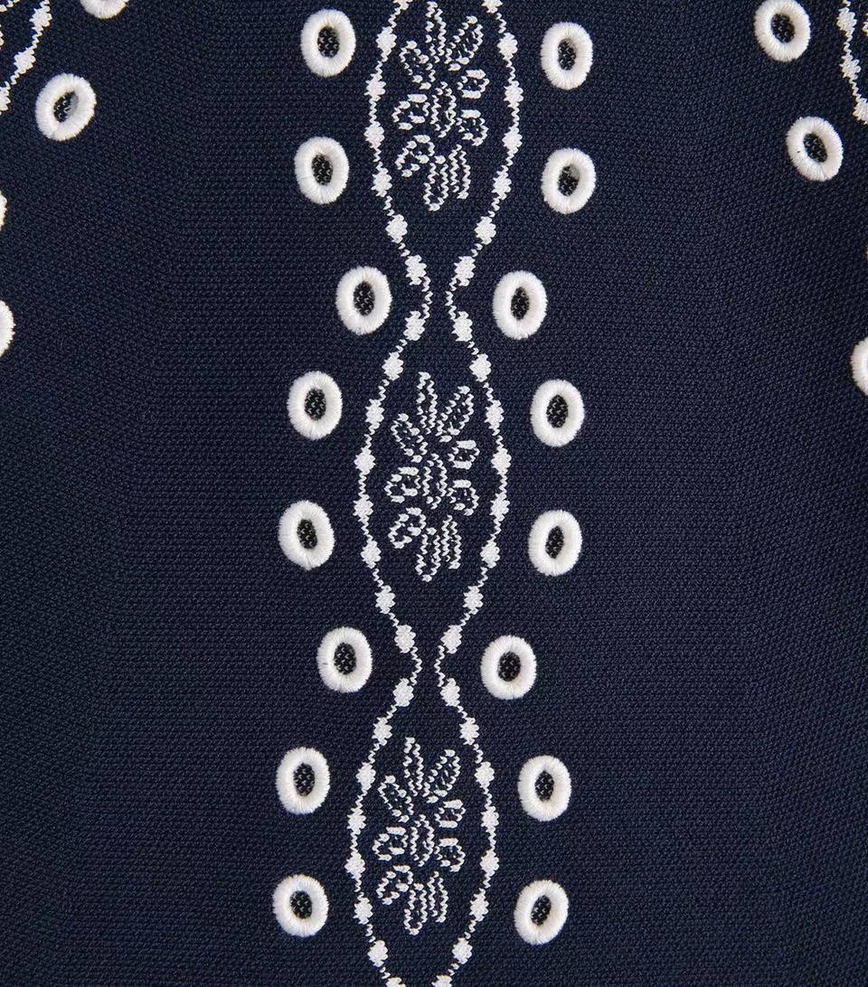 Embroidered Knit Mini Dress