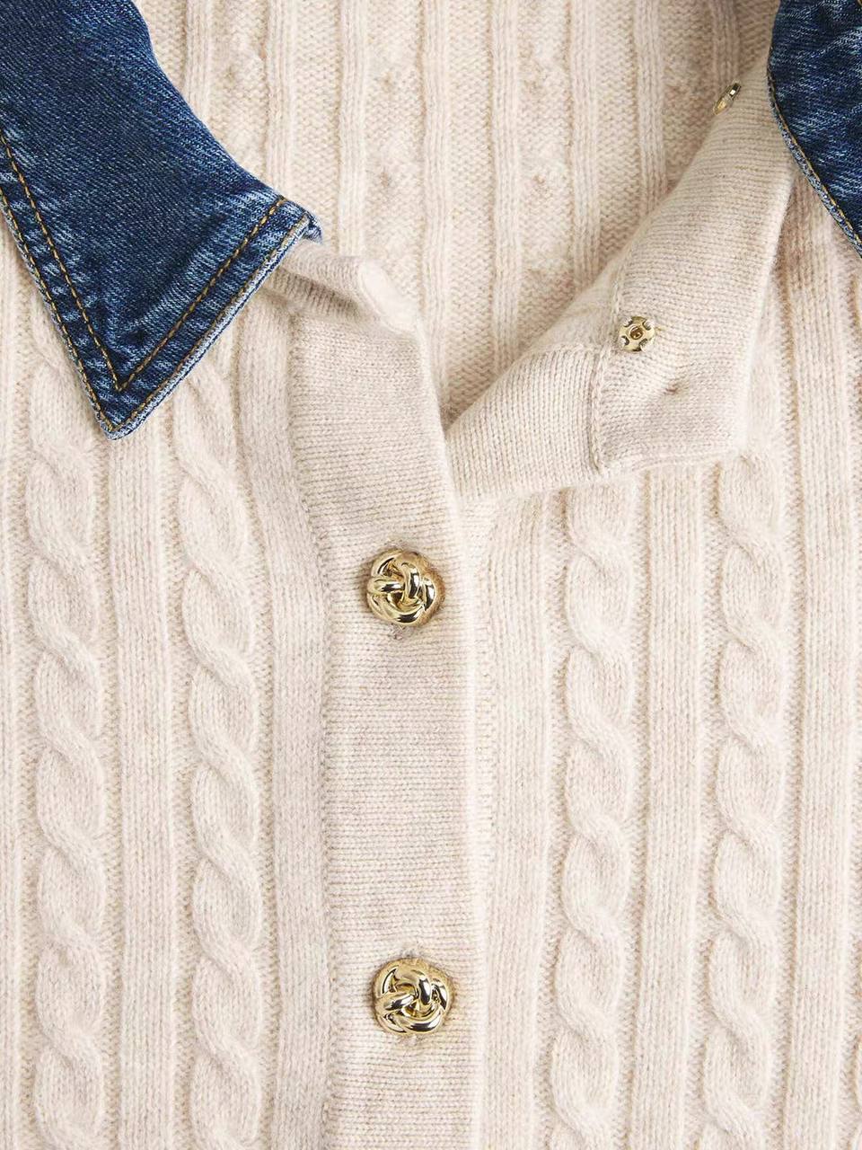 Cable Knit Short-Sleeve Cardigan