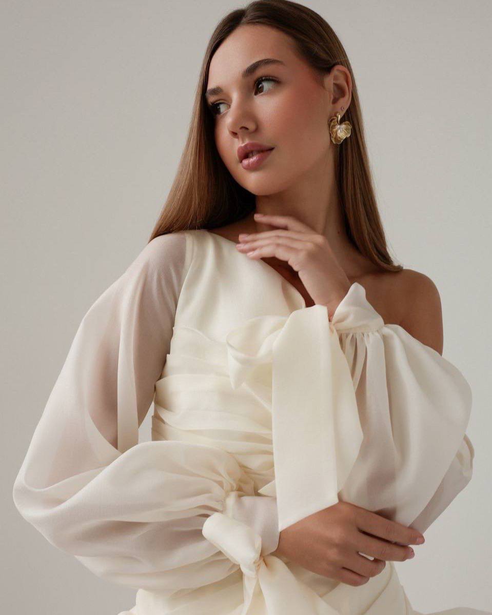 Celeste Ruffle Mini Dress — Beige