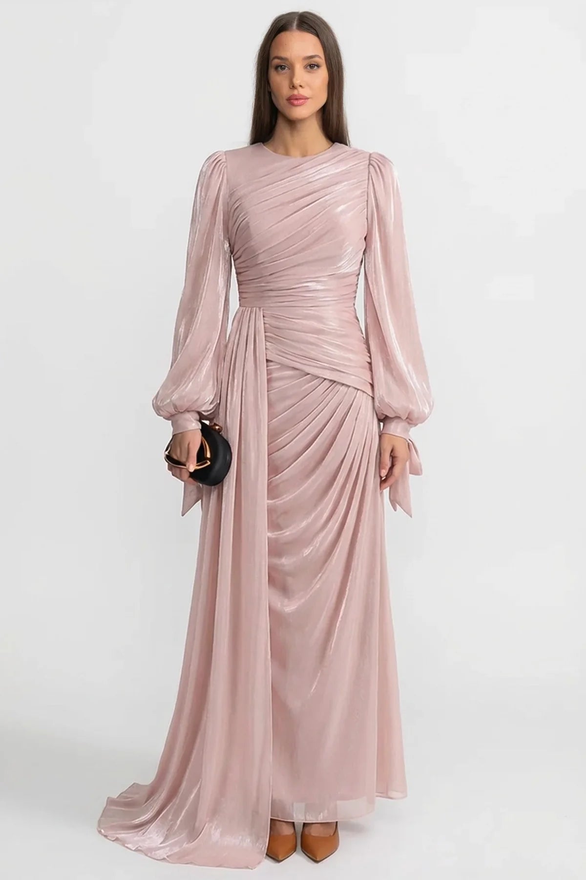 Seraphina — blush maxi draped dress