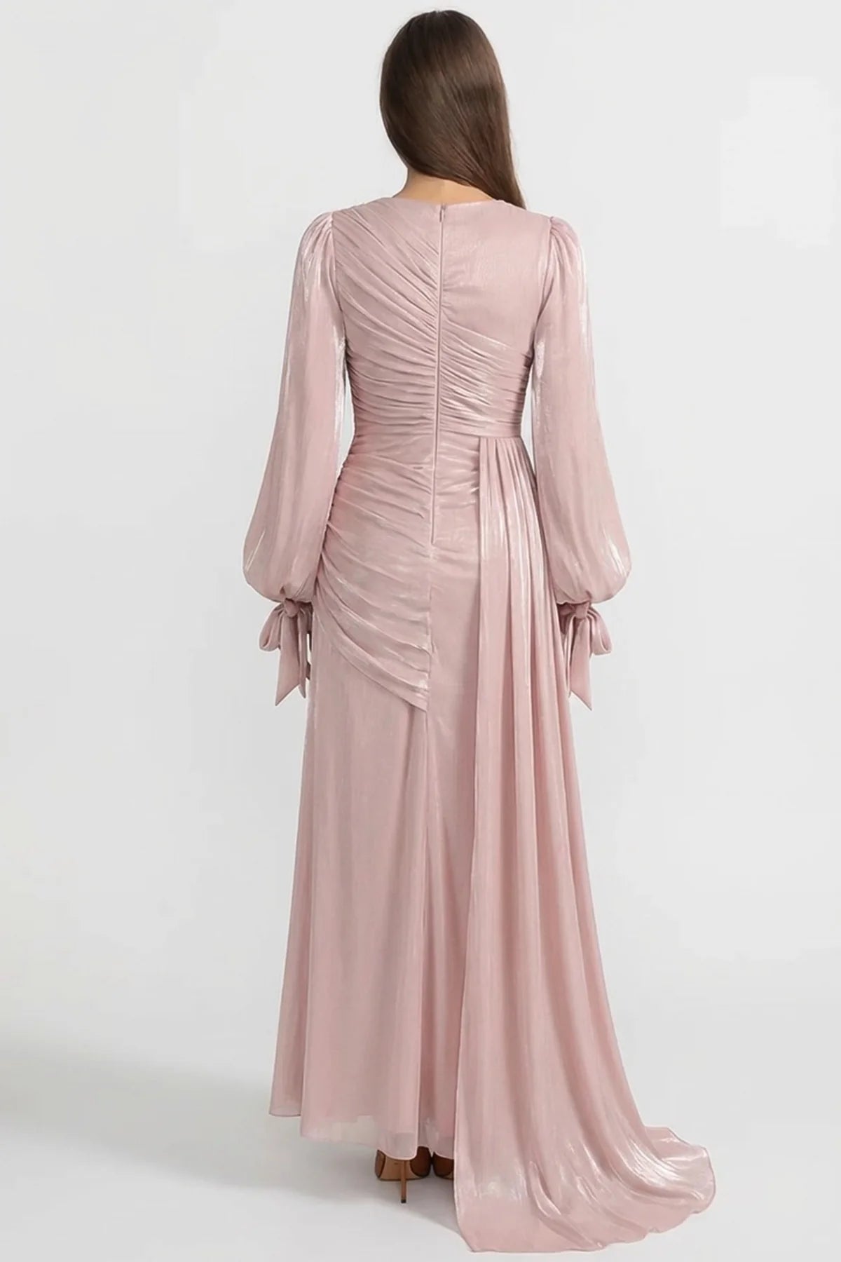 Seraphina — blush maxi draped dress
