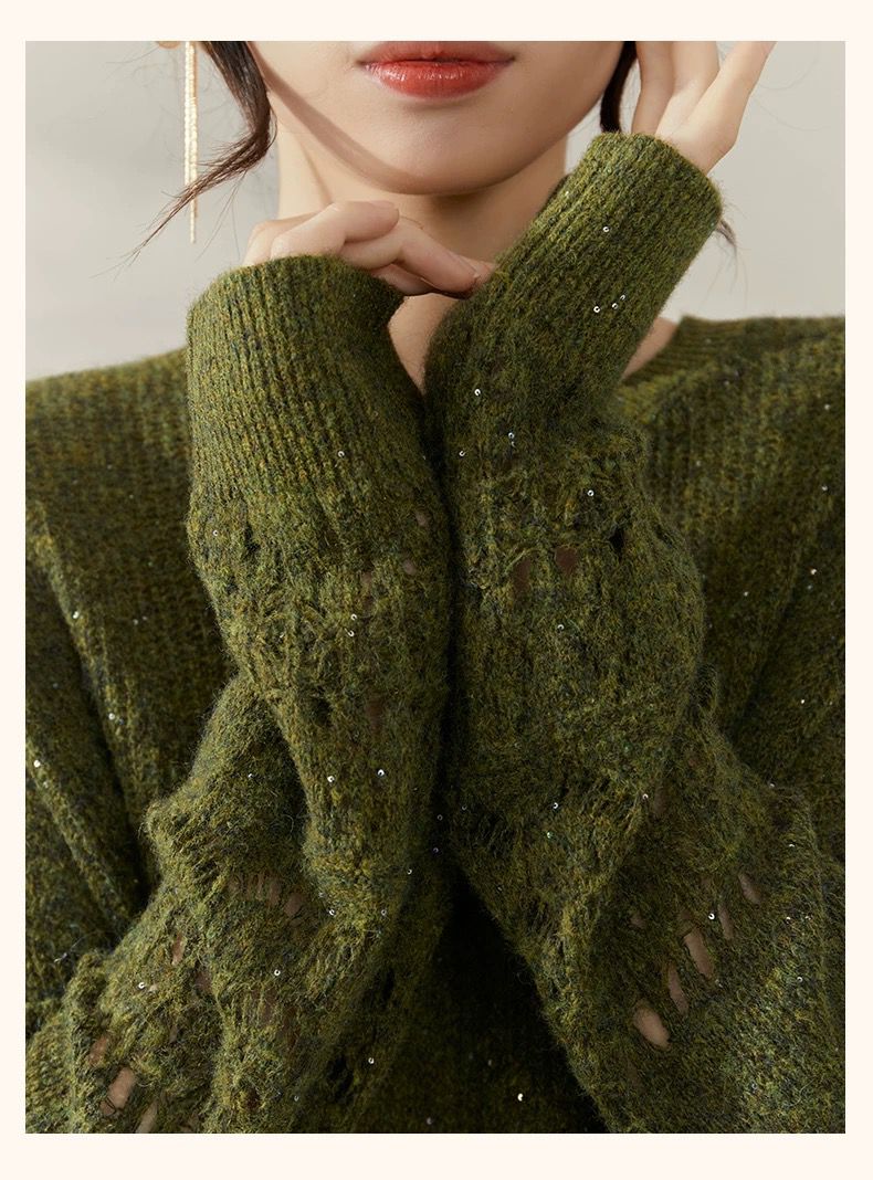 Olive Lace Knit Set
