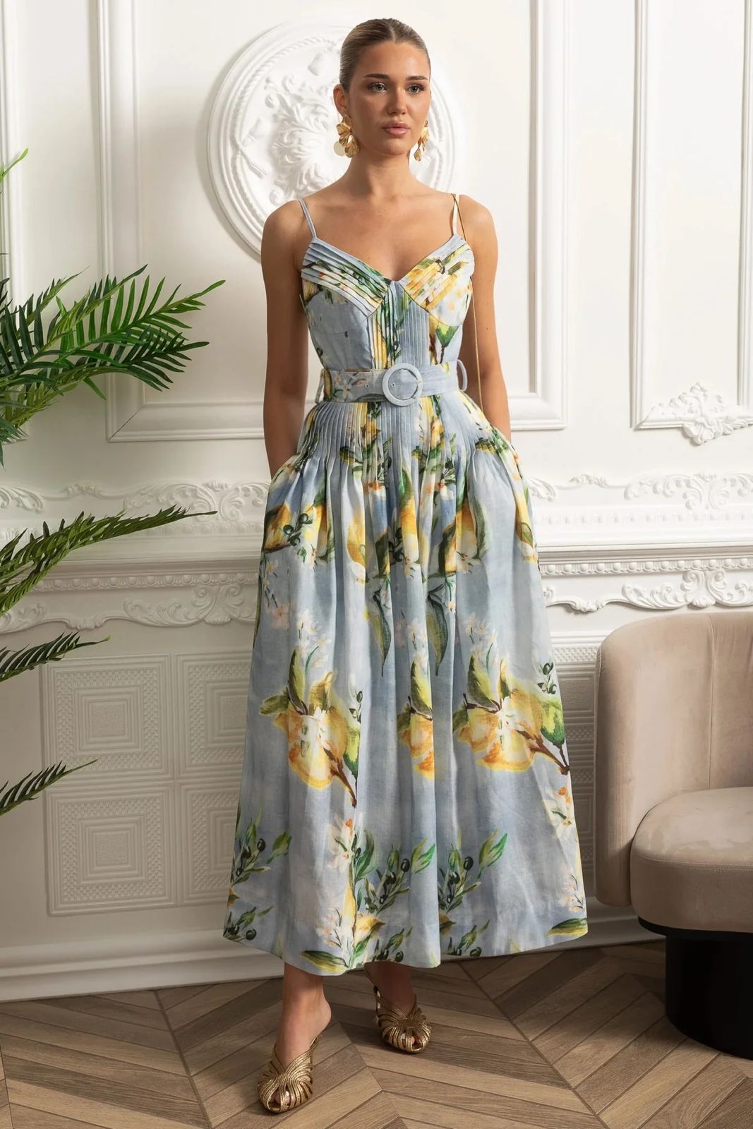 Sunset Pleated Midi Dress