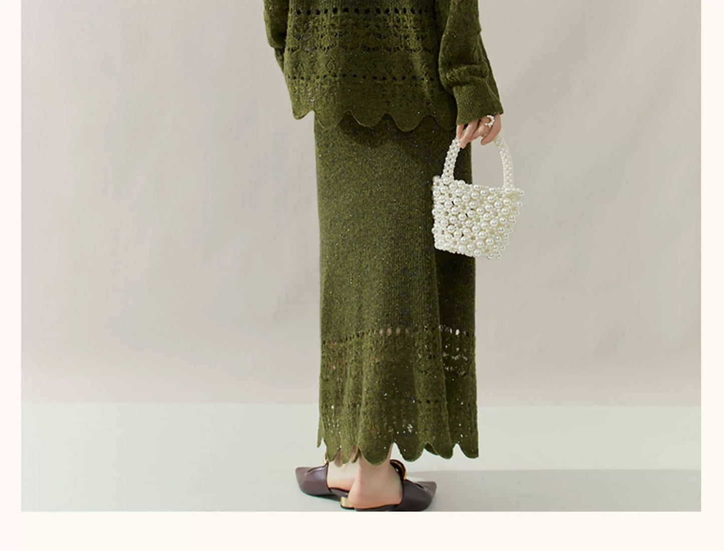 Olive Lace Knit Set