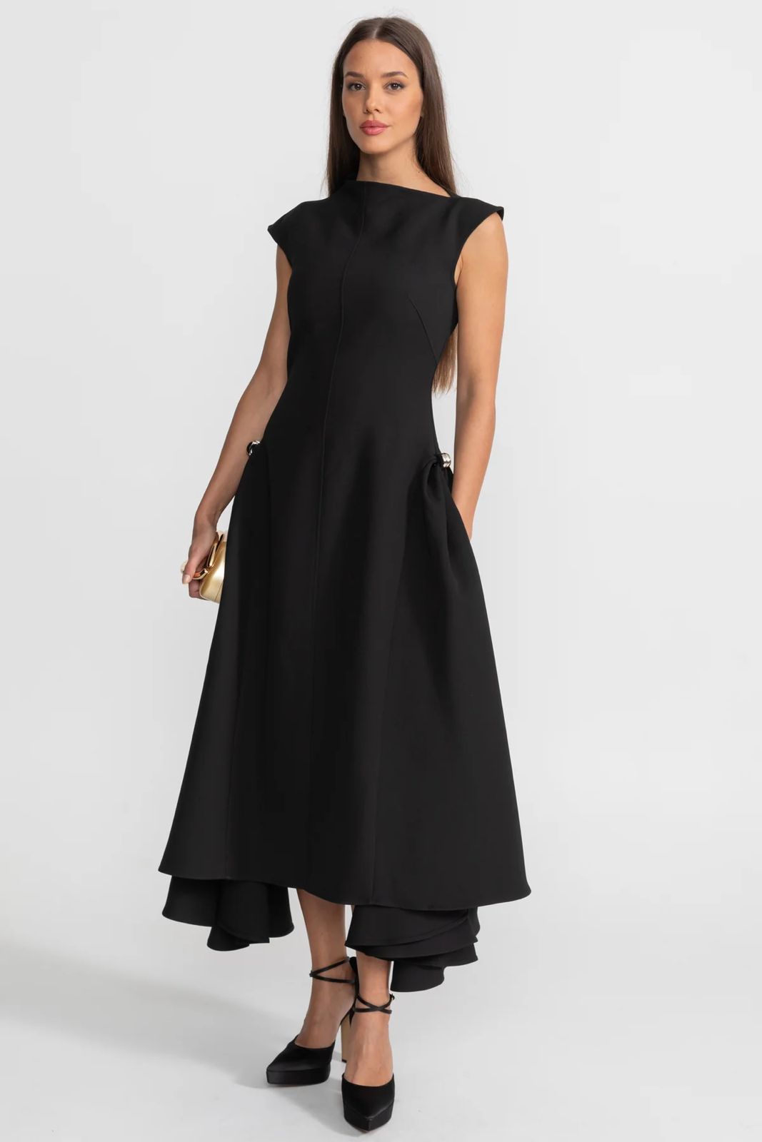 Sculpted Draped Midi Dress