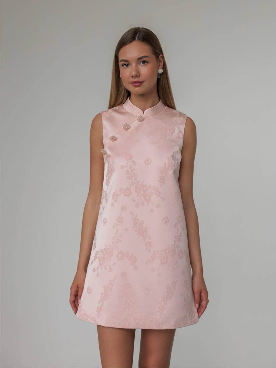 Jacquard Mini Qipao Dress