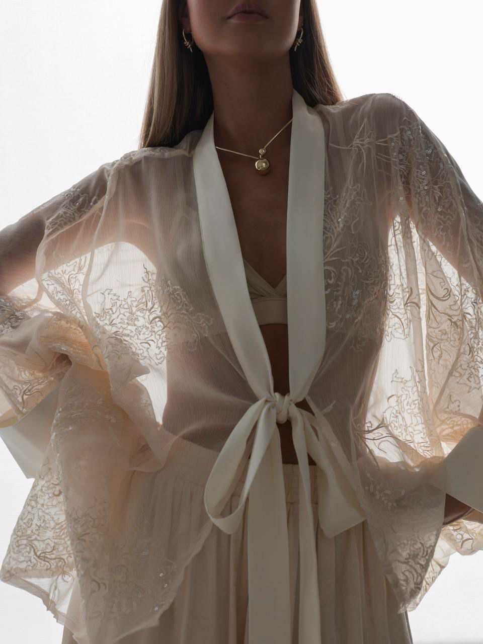 Amani Silk Kimono Ivory