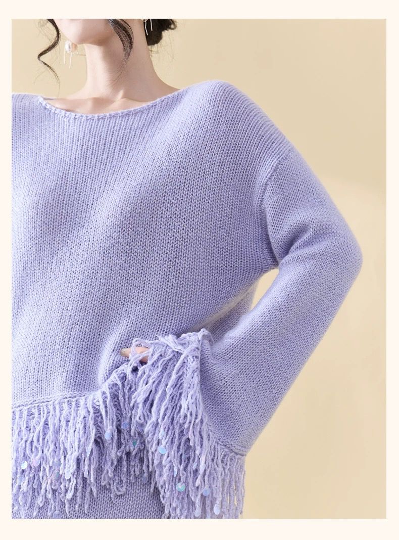 Lilac Fringe Knit Set
