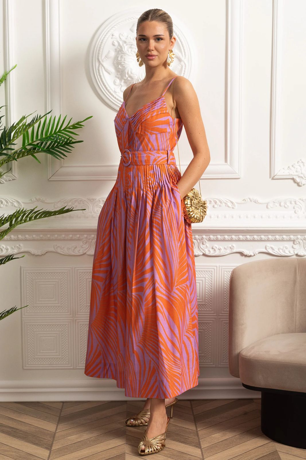 Sunset Pleated Midi Dress