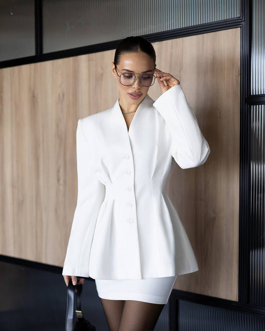Structured Mini-Length Jacket and Skirt Set