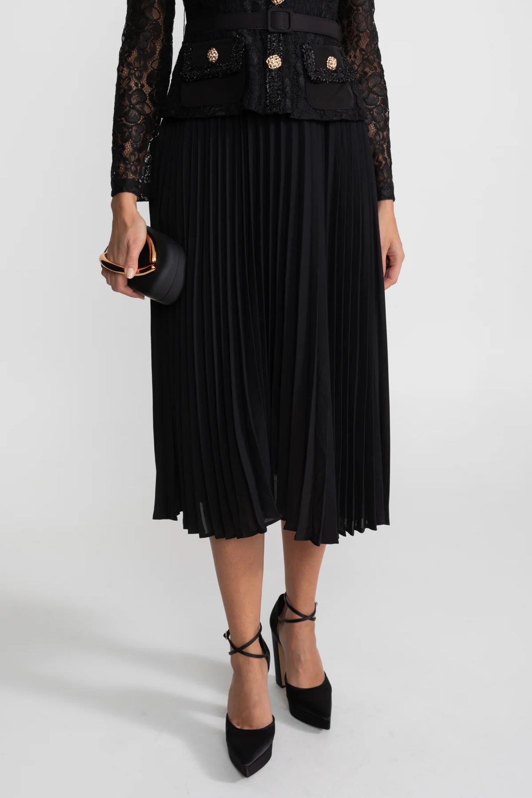 Celeste Black Midi Dress