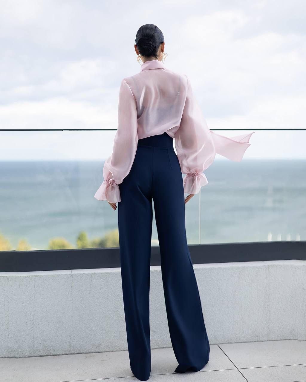 Silky Tie-Neck Blouse Pink