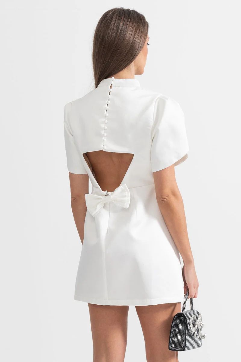 Cut-Out Midi Dress White