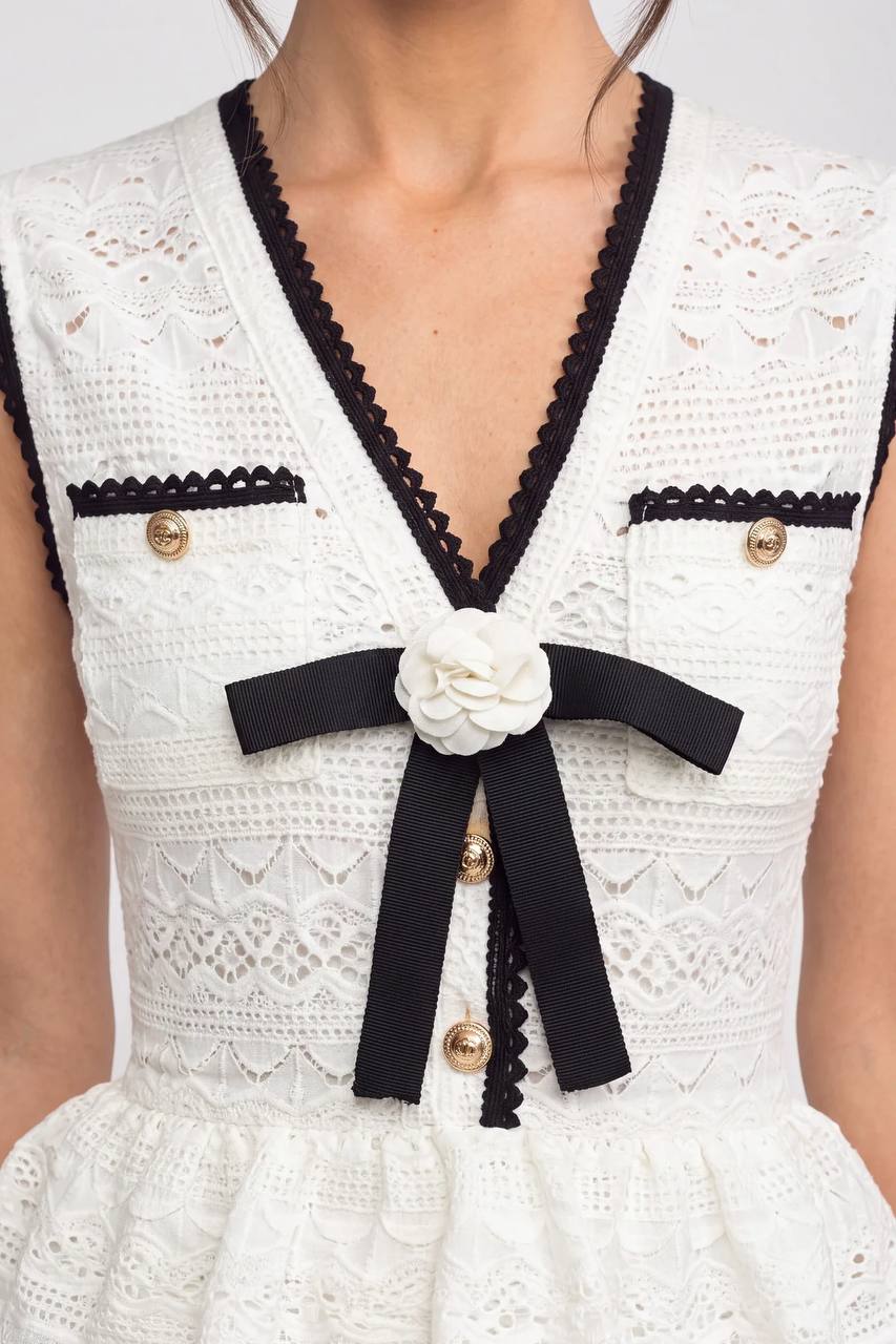 Knitted Midi Dress with Bow Detail