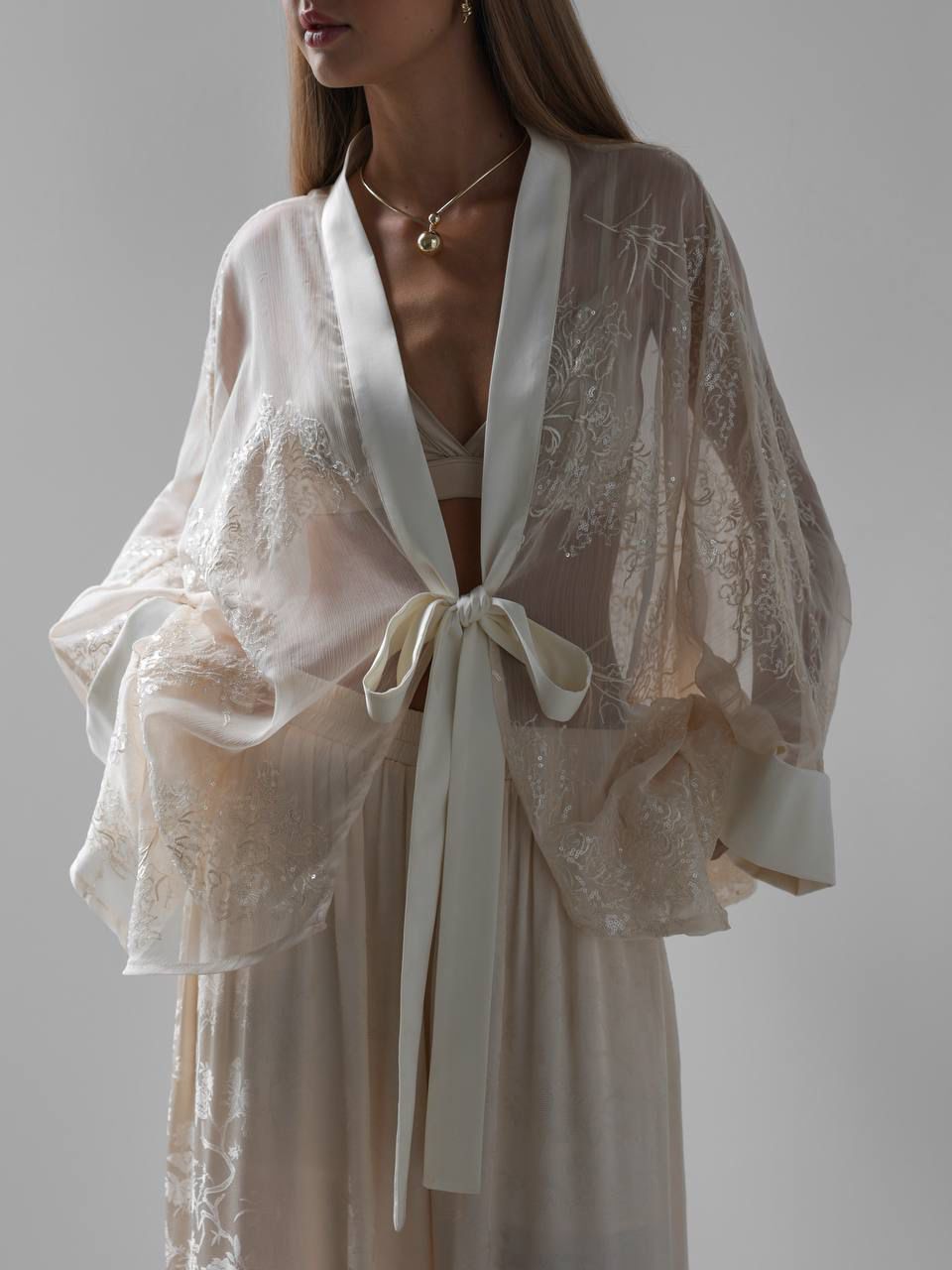 Amani Silk Kimono Ivory