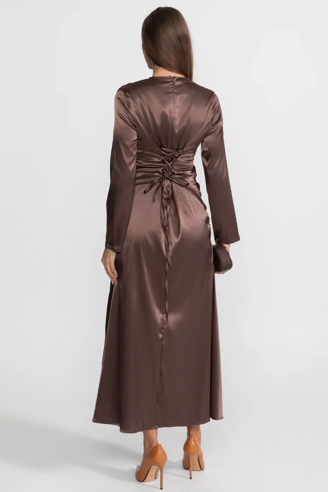 Satin Draped Evening Dress