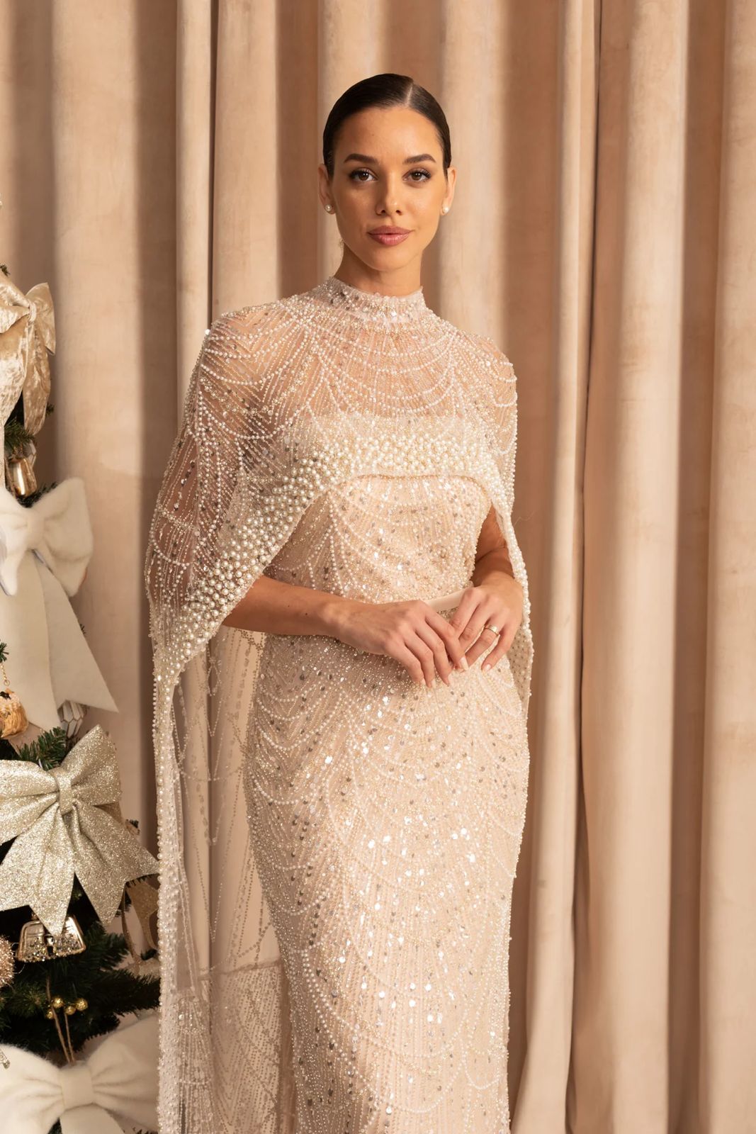 Aurora Embellished Maxi Dress Champagne