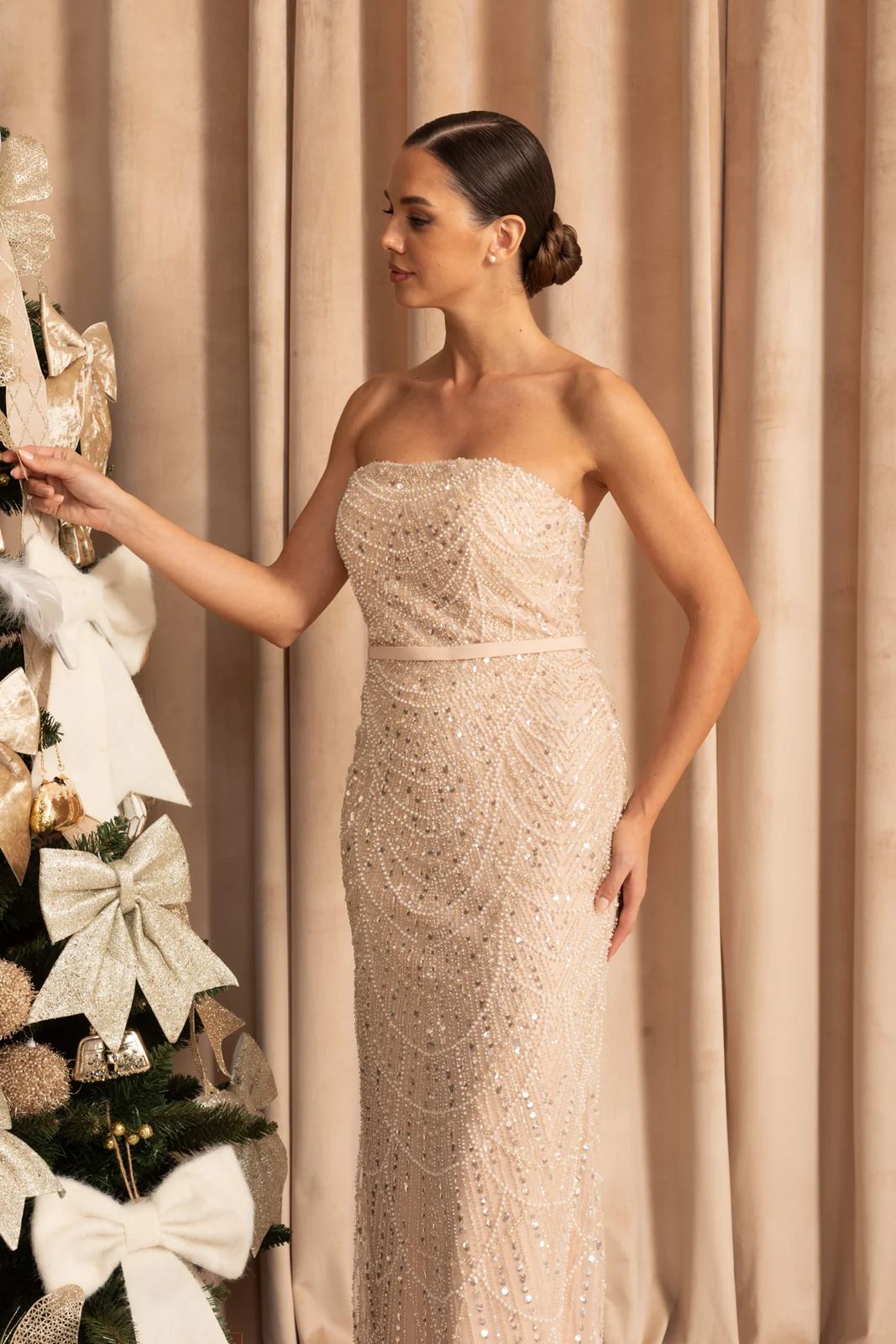 Aurora Embellished Maxi Dress Champagne