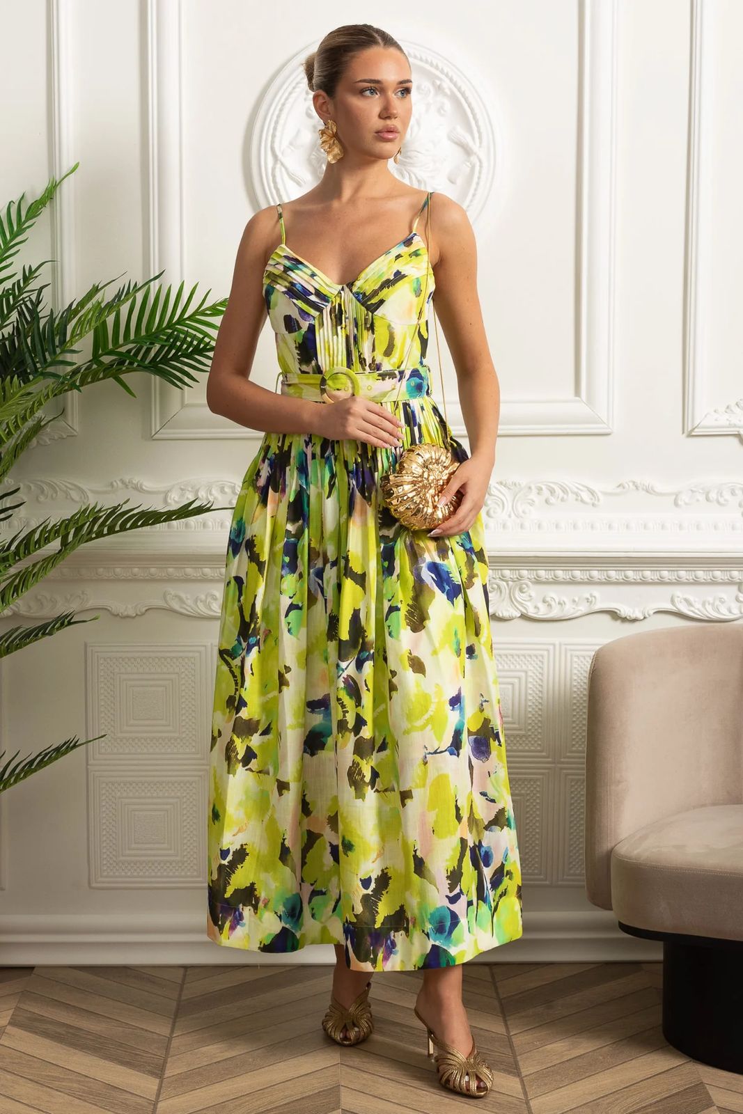 Sunset Pleated Midi Dress