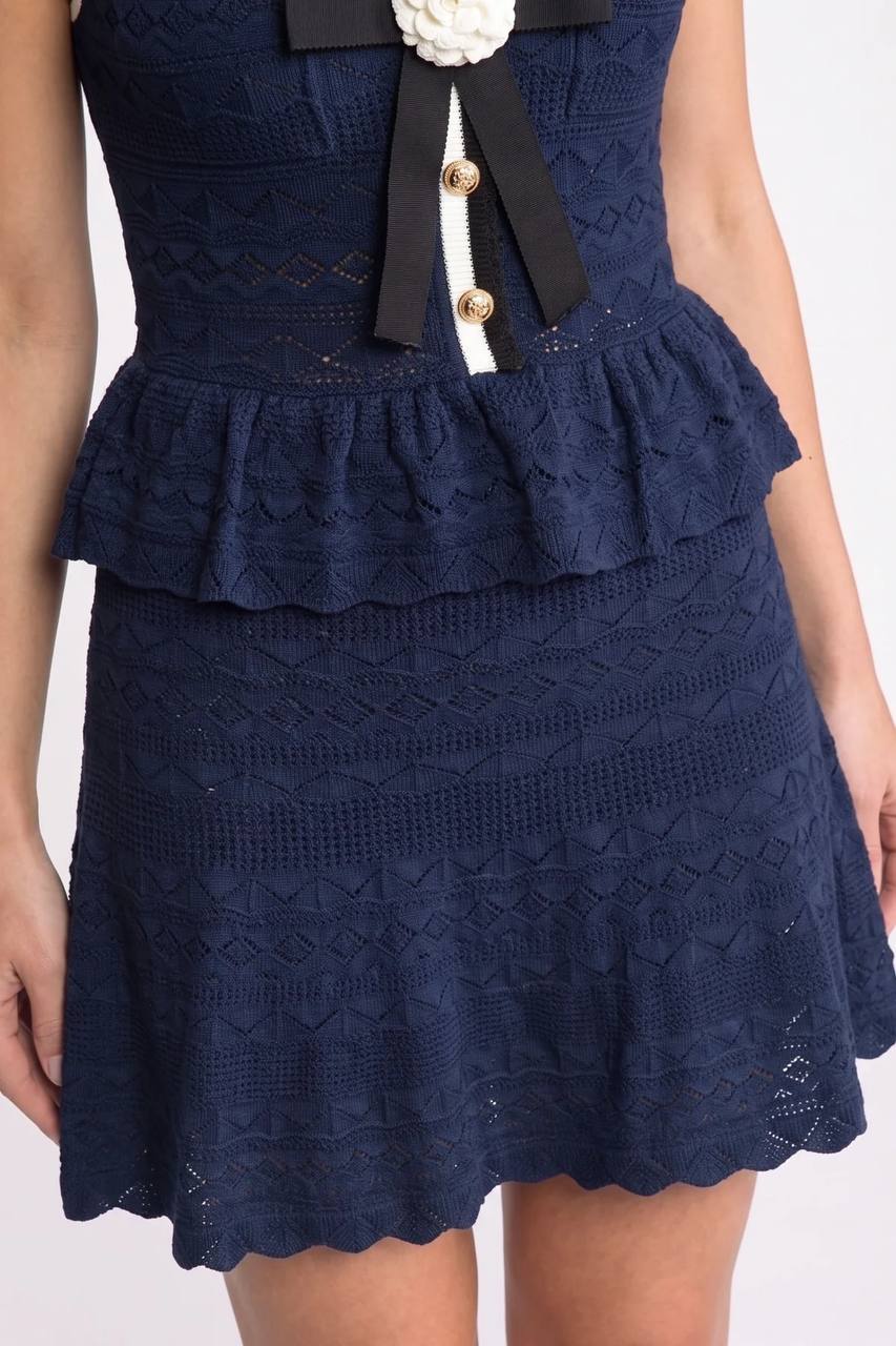 3D Floral Knit Midi Dress