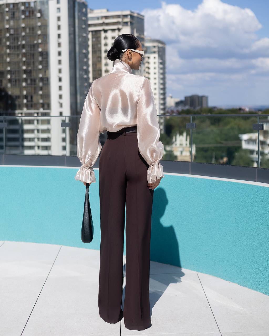 Silky Tie-Neck Blouse White