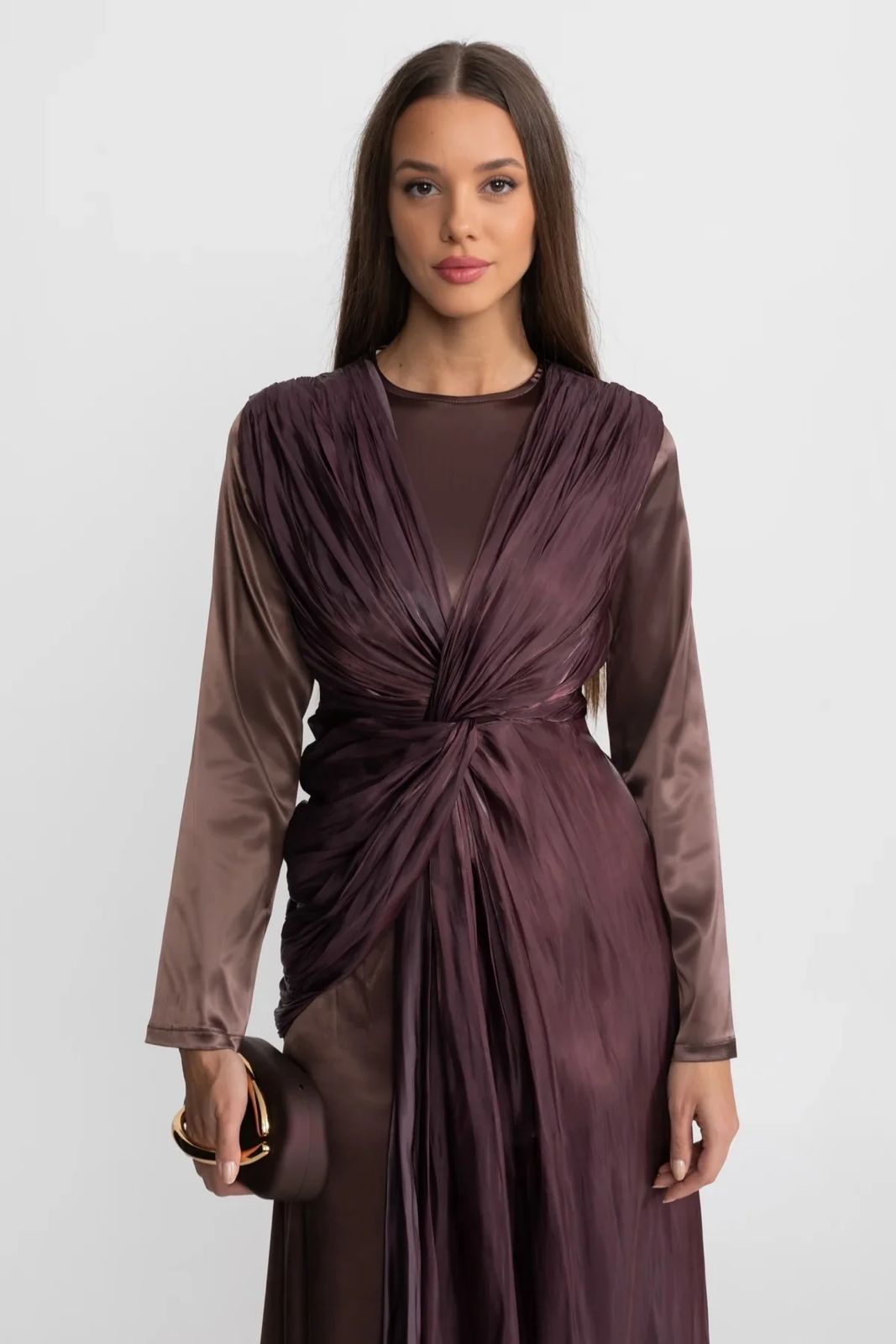 Satin Draped Evening Dress