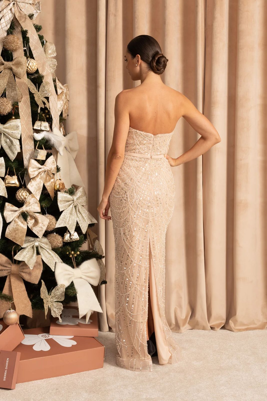 Aurora Embellished Maxi Dress Champagne