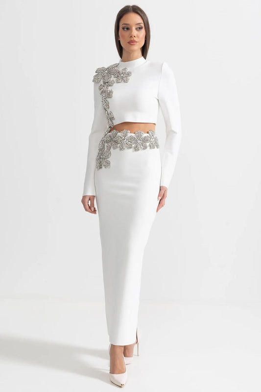 Білий набір прикрас Sculpted Bloom