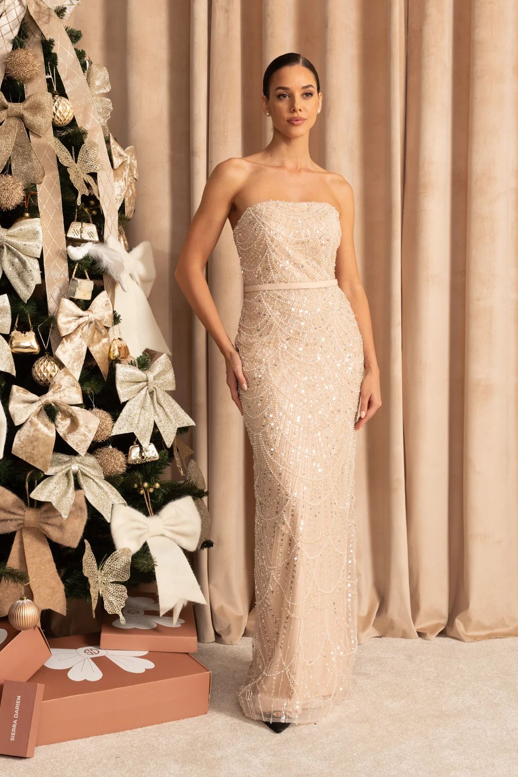 Aurora Embellished Maxi Dress Champagne