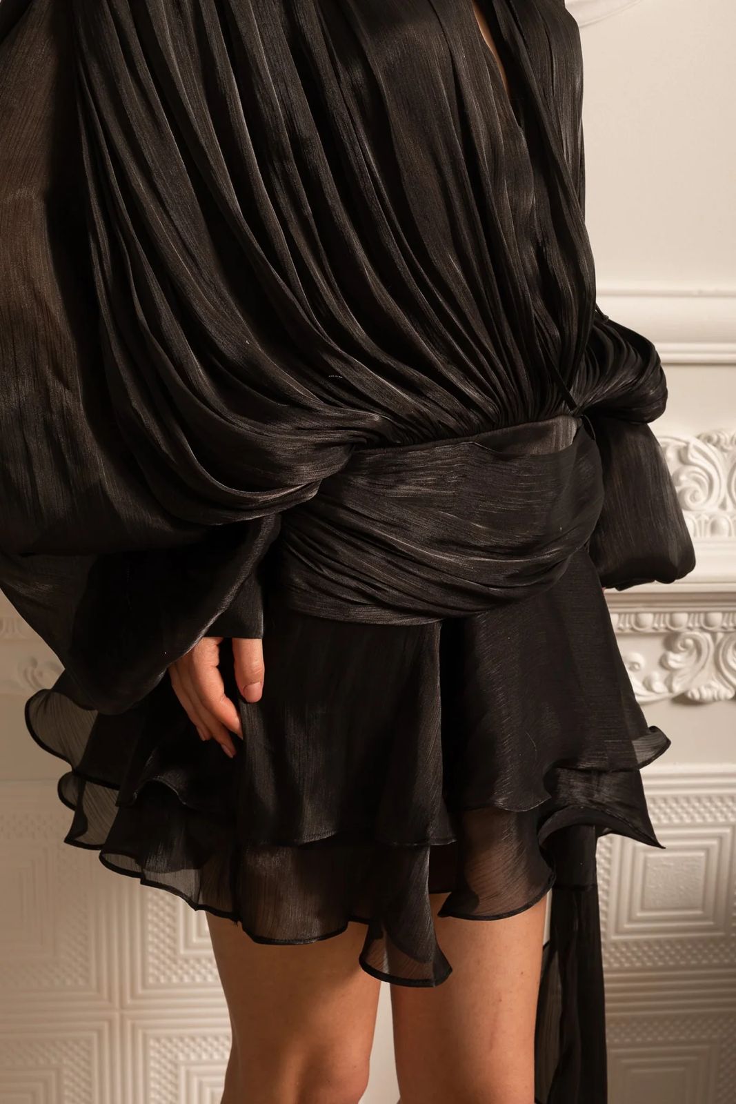 Liora Silk Mini Dress Black