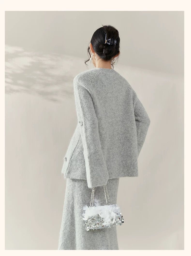 Grey Bloom Knit Set