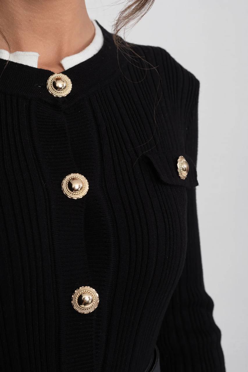 Knitted Button-Detail Midi Dress