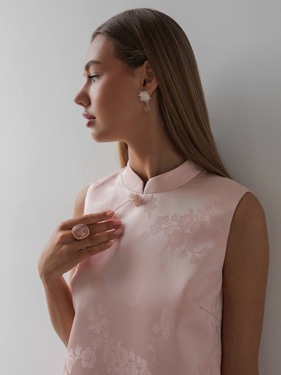 Jacquard Mini Qipao Dress