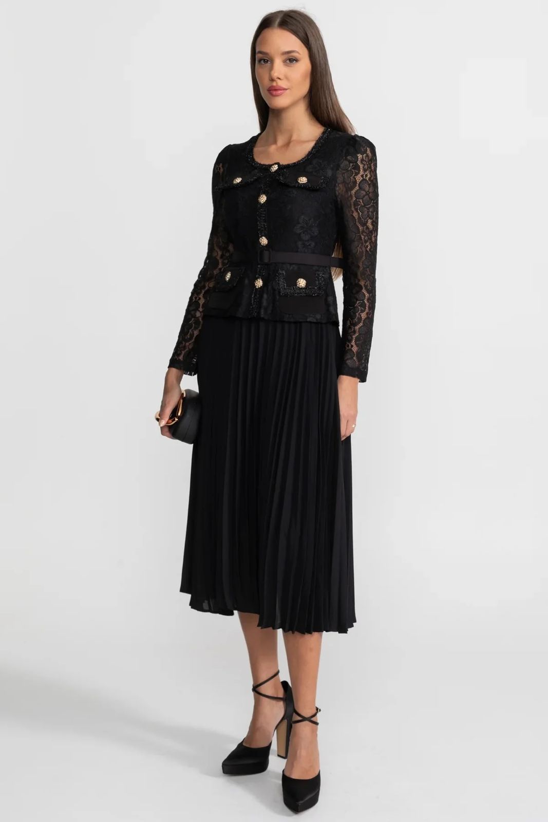 Celeste Black Midi Dress