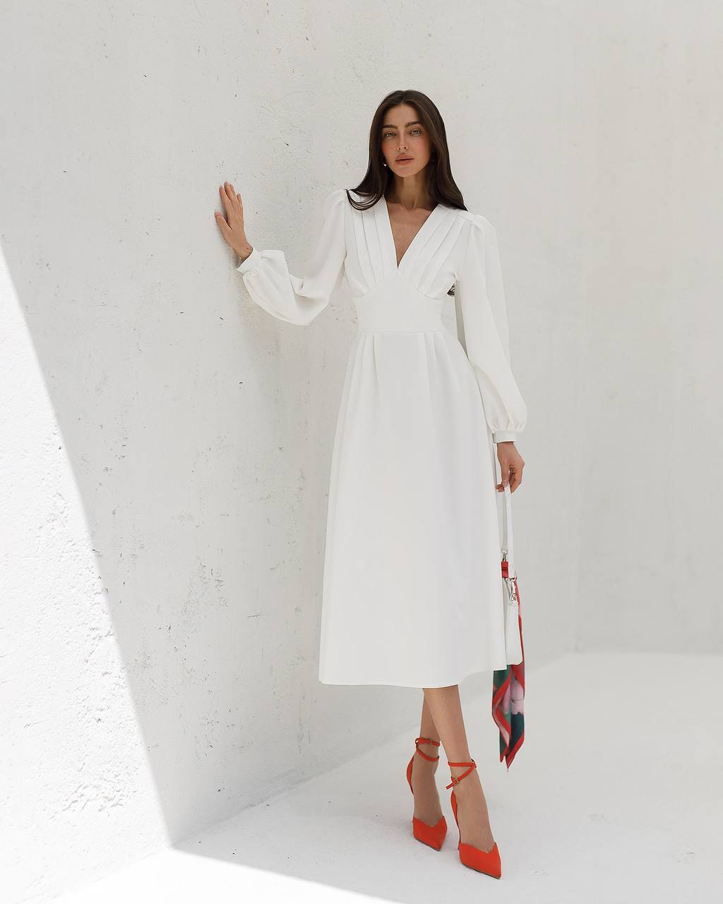 Gloria Midi Dress White