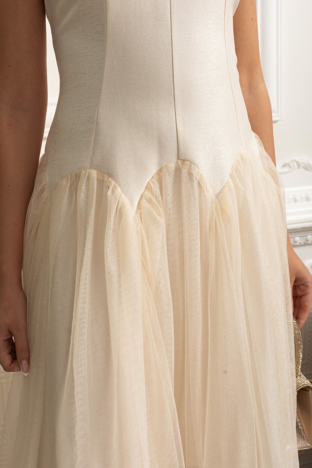Pearl Tulle Midi Dress