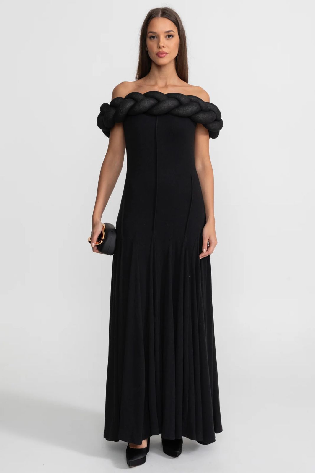 Elara Off-Shoulder Maxi Dress Black