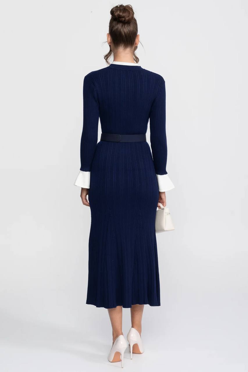 Knitted Button-Detail Midi Dress