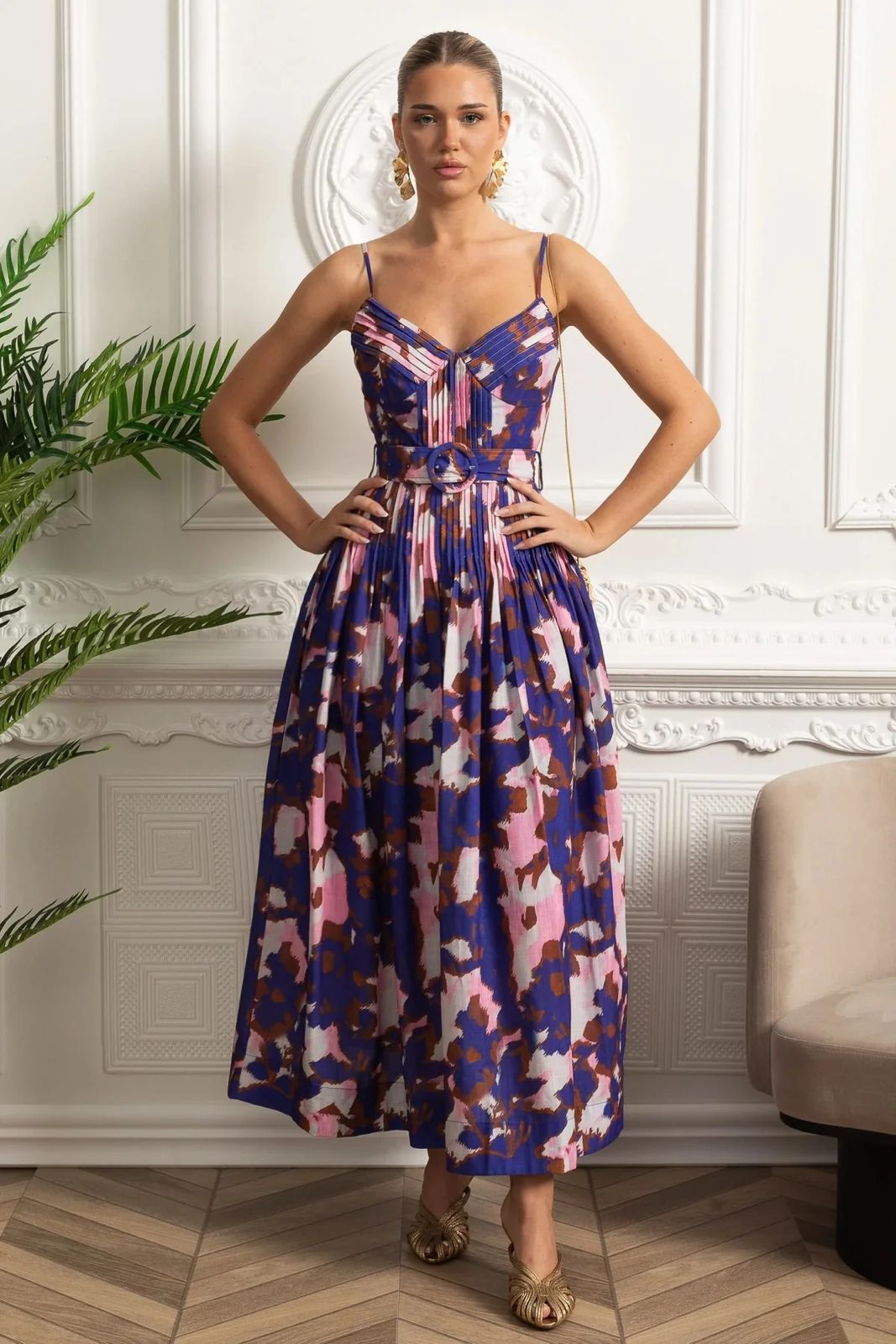 Sunset Pleated Midi Dress